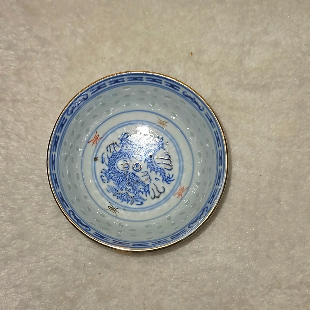 Chinese Vintage Rice Bowl Dragon Design Porselen JINGDEZHEN